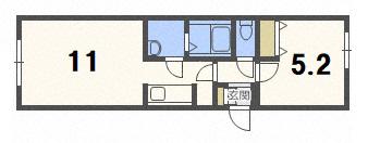 ティーケイ南郷(1LDK/1階)の間取り写真