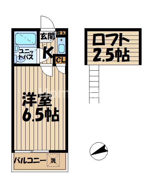 デュークガーデン大船II(1K/2階)の間取り写真
