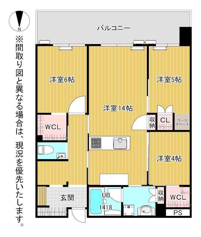 ザ・サンパーク小倉駅タワーレジデンス(3LDK/9階)の間取り写真