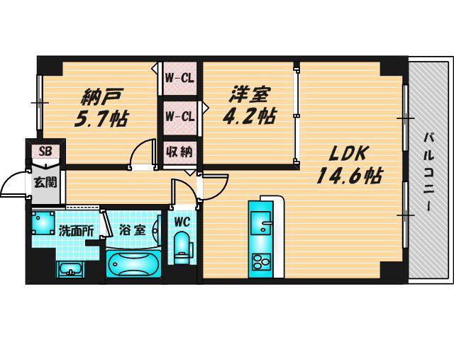 サン シエロ東今里(1SLDK/6階)の間取り写真