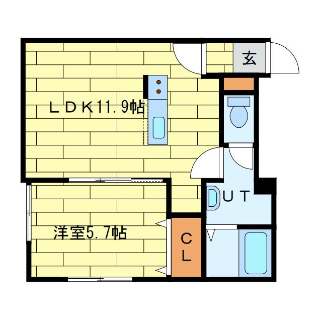 フェリーチェ里塚II(1LDK/1階)の間取り写真