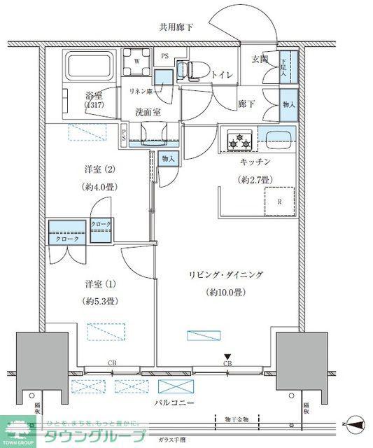 パークアクシス西大島コンフォートスクエア(2LDK/14階)の間取り写真