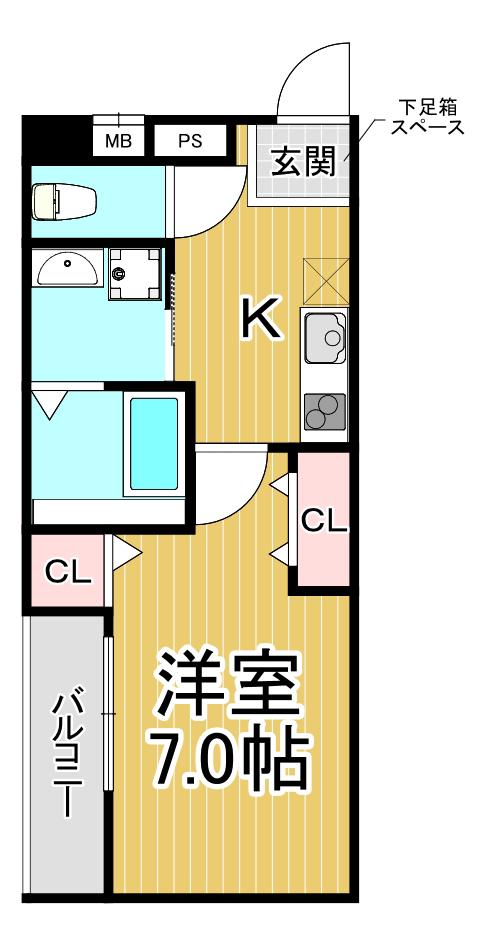 フジパレス阪急武庫之荘駅西2番館(1K/3階)の間取り写真