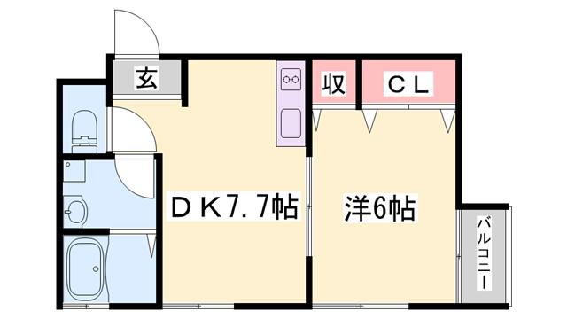 トラスティ本町(1K/1階)の間取り写真