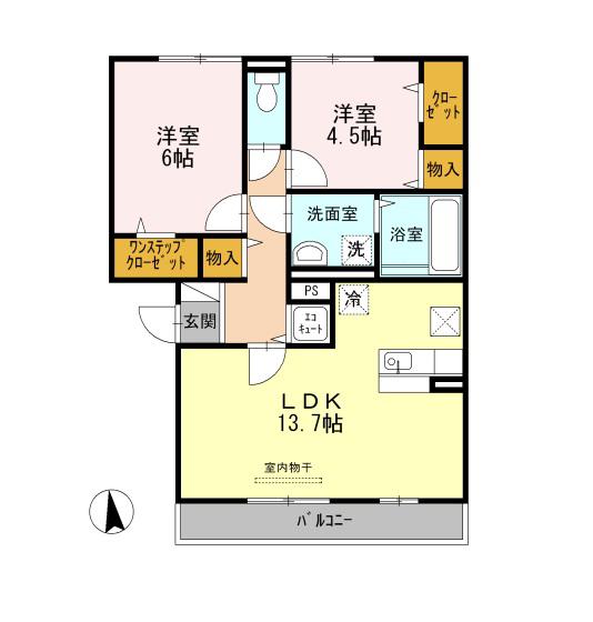 スウィート松本(2LDK/3階)の間取り写真