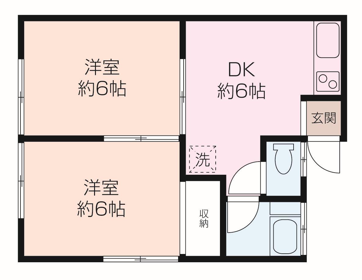 小川ハイツ(2DK/1階)の間取り写真