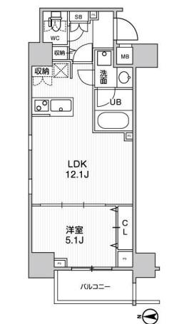 ステージグランデ錦糸町II(1LDK/8階)の間取り写真