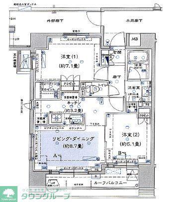BRILLIA綱島IDSTATION(2LDK/6階)の間取り写真