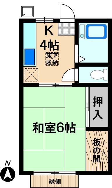コーポ上野(1K/1階)の間取り写真