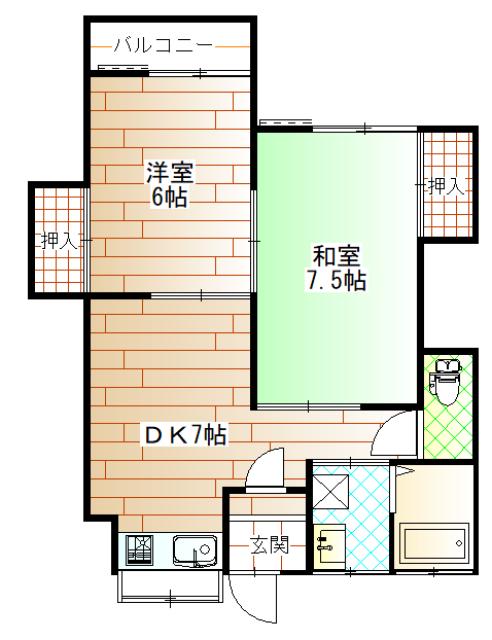 ラクスリー油壺(2DK/2階)の間取り写真
