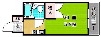水野ビル(1K/2階)の間取り写真