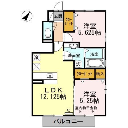 アヴニール・I(2LDK/1階)の間取り写真