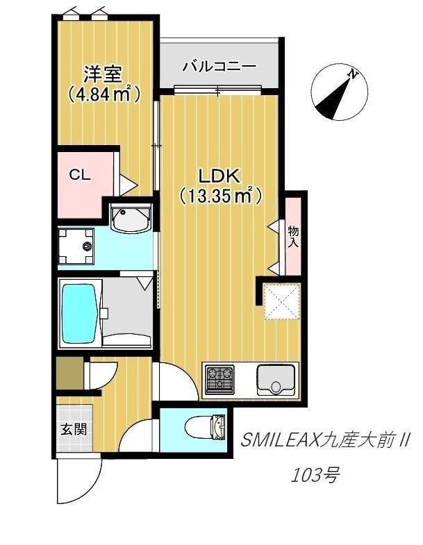 KAG.R九産大前(1LDK/1階)の間取り写真