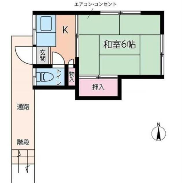 木呂場荘(1K/2階)の間取り写真