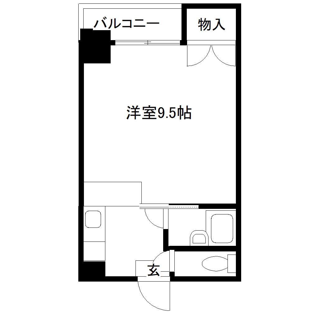 新屋敷3丁目マンション(ワンルーム/4階)の間取り写真