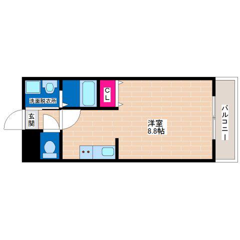 アンプルールクラージュ ヴィーヴル(ワンルーム/2階)の間取り写真