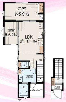 AWP八広(2LDK/2階)の間取り写真