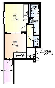 フジパレス山之内II番館(1DK/3階)の間取り写真
