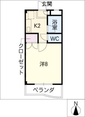 ハーヴェスト中平(1K/3階)の間取り写真