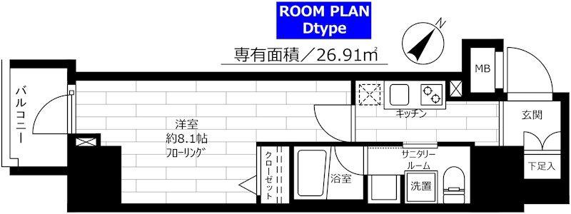 グランドコンシェルジュ蒲田(1K/6階)の間取り写真
