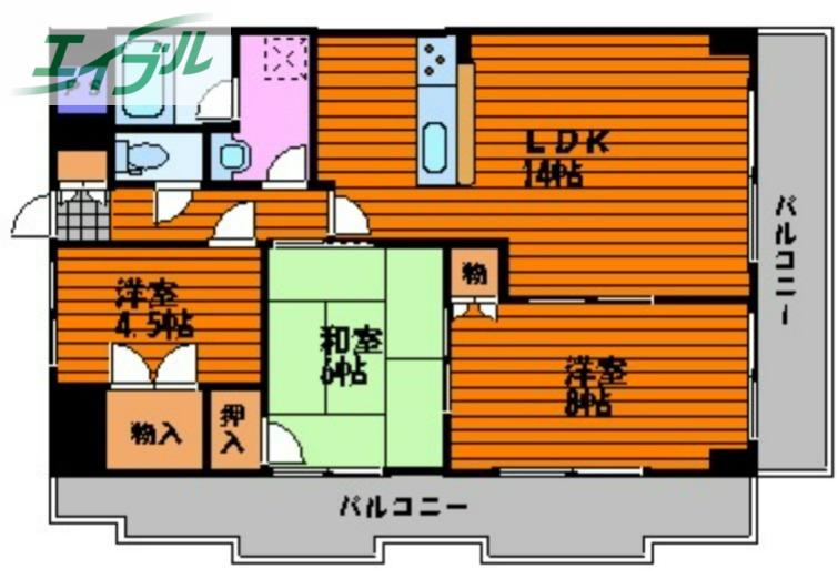 アリベ東古松(3LDK/7階)の間取り写真