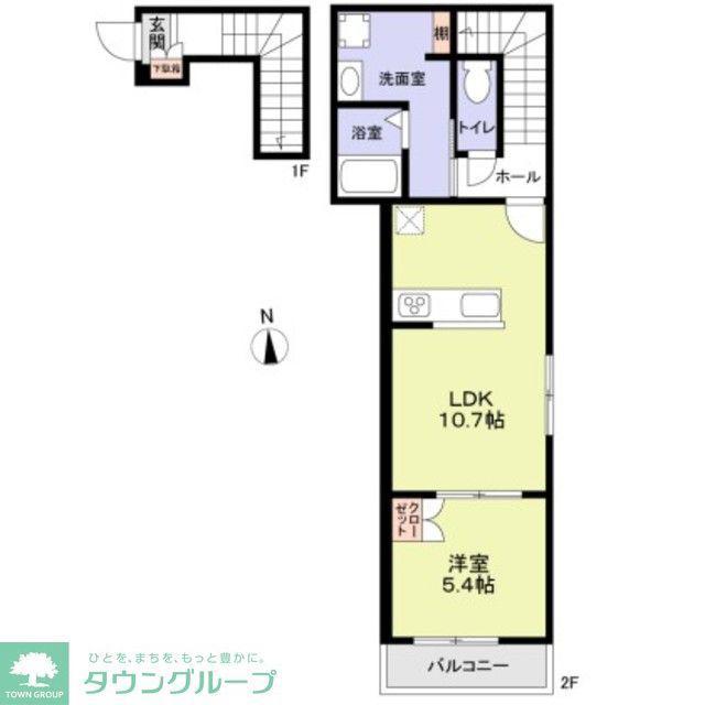 CHARMANT(1LDK/2階)の間取り写真