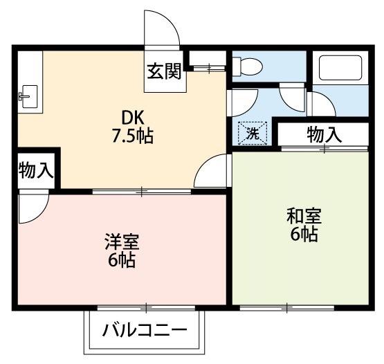 クロノス浅間町(2DK/2階)の間取り写真
