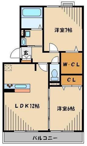プリムヴェール十番館(2LDK/1階)の間取り写真
