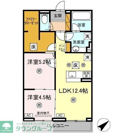アミティエY(2LDK/1階)の間取り写真