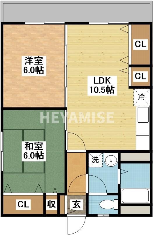 高島第1ビル(2LDK/5階)の間取り写真