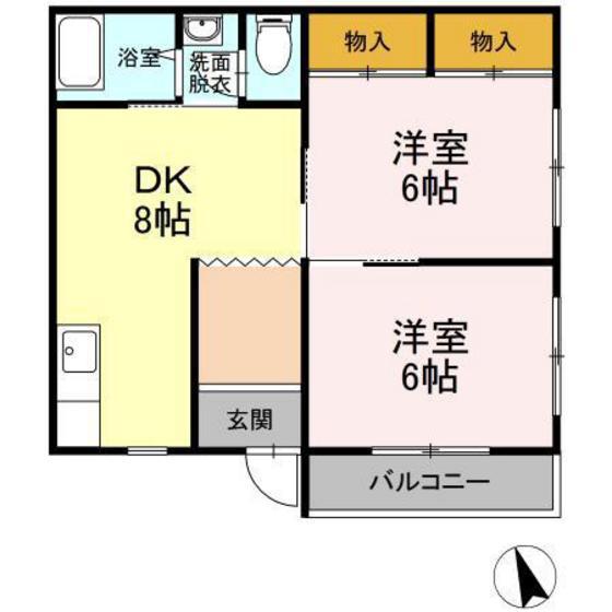 ヴェル中迫 S(2DK/2階)の間取り写真