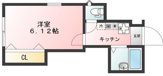 GLANZ 王子 ウエスト(1K/1階)の間取り写真