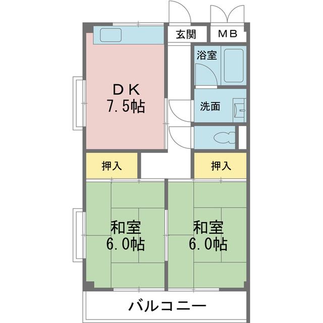 有峰ハイツ(2DK/3階)の間取り写真