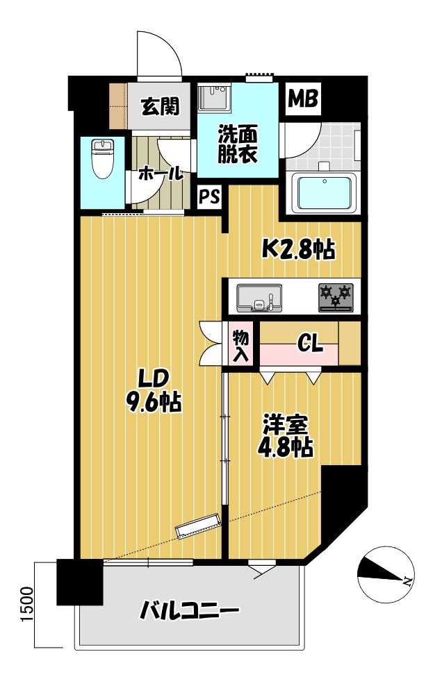 アルブレーヴ新椋野(1LDK/2階)の間取り写真