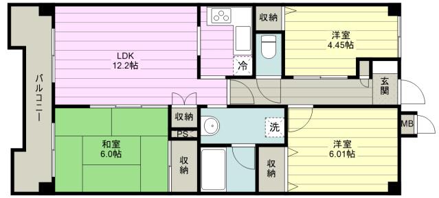 朝日パリオ上福岡(3LDK/4階)の間取り写真