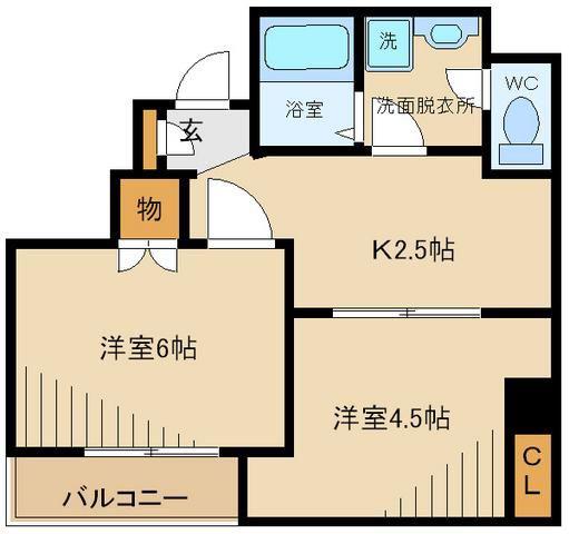 ローゼンハイム(2K/4階)の間取り写真