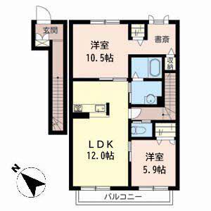 グランドゥール英賀保(2LDK/2階)の間取り写真