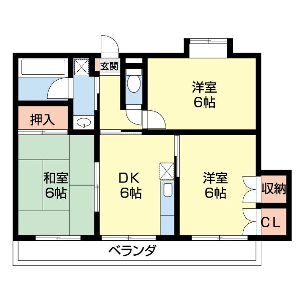 シャルメ(3DK/2階)の間取り写真