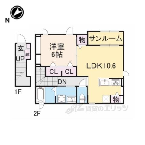 カーサフィオーレ一番館(1LDK/2階)の間取り写真