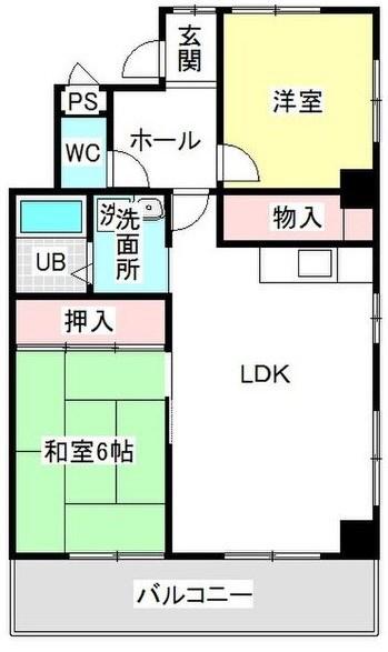 レジデンス蓮池(2LDK/4階)の間取り写真