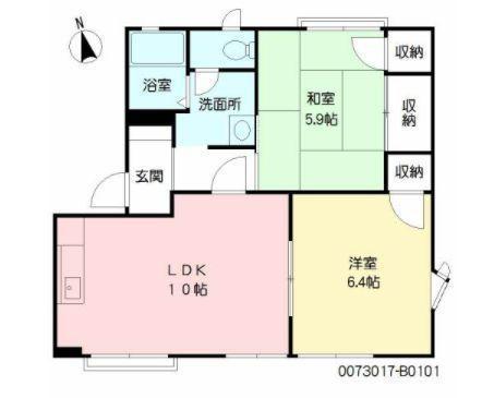 グレイス若宮B(2LDK/1階)の間取り写真