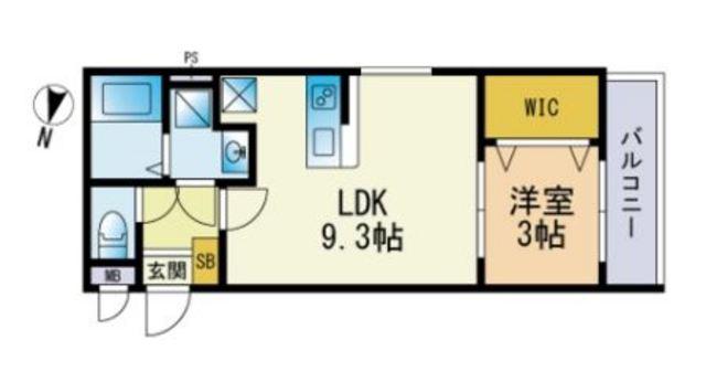 プログレス姪浜(1LDK/3階)の間取り写真