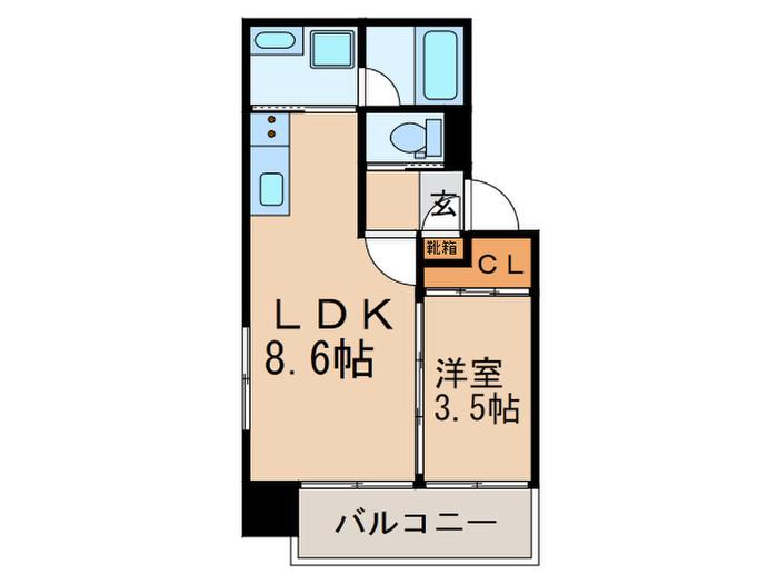 アヴァンティ祇園(1LDK/3階)の間取り写真