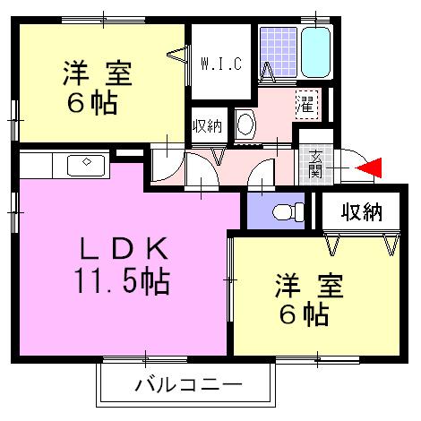 モンベルテ(2LDK/1階)の間取り写真
