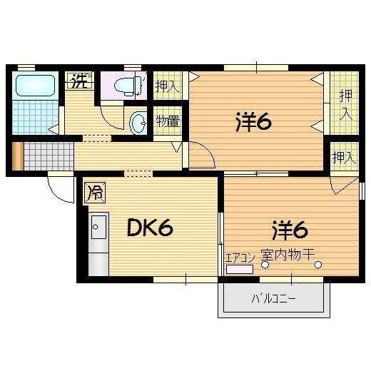 ドミールシンB(2DK/2階)の間取り写真