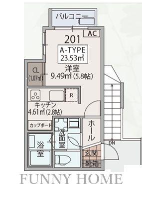 パルゼ経堂(1K/2階)の間取り写真
