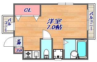 ラジャーコート王子(ワンルーム/2階)の間取り写真