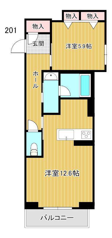 メゾン ド ファベル(1LDK/2階)の間取り写真
