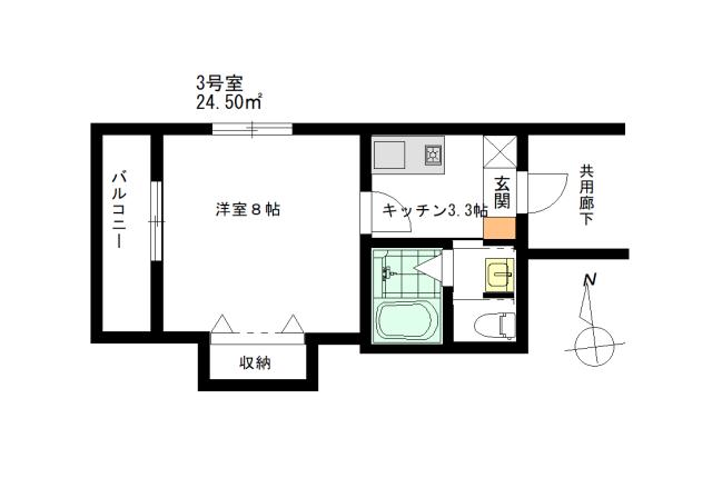 クレイブ川口(1K/3階)の間取り写真