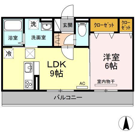 カエツリアルフィールド広野D-ROOM(1LDK/1階)の間取り写真
